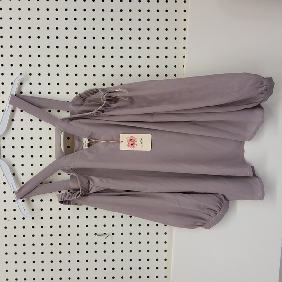 ENTRO size small  top NWT sheer with lining off shoulder with straps - Picture 1 of 6
